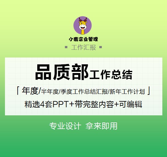 质量管理部工作总结 精选4套【PPT完整框架】
